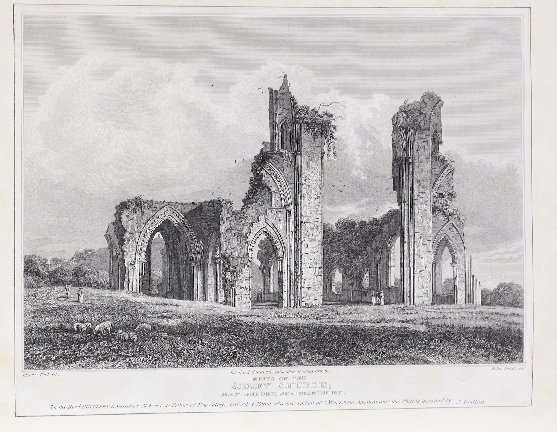 GLASTONBURY - Warner, Richard, Rev. - An History of the Abbey of Glaston and of the Town of Glastonbury, 4to, blue morocco, with frontispiece and 30 plans and plates, including 11 additional plates, Bath, 1826